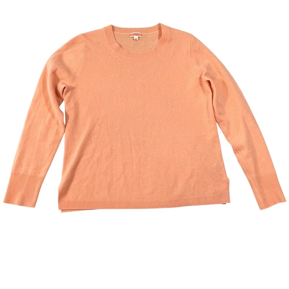 J.Crew Cashmere Slim-Fit Crewneck Sweater Womens Peach Pastel Orange Large K1313